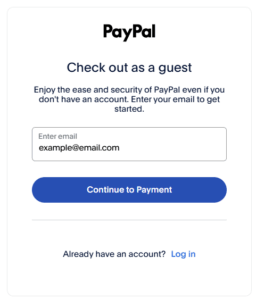 PayPal enter email screen