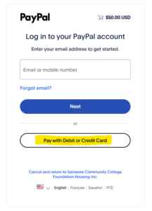 PayPal Log-In Screen